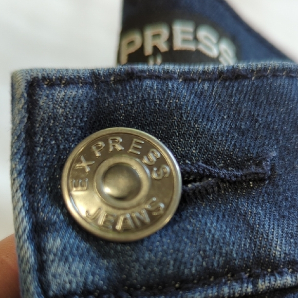 Express Dark Blue Skinny Jeans with Studs - Picture 3 of 9